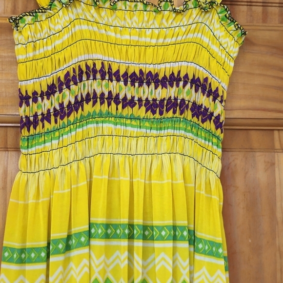 NWT Romantic Sini Women's Yellow Pattern Sleeveless Stretchy Tube Sundress - Picture 5 of 9